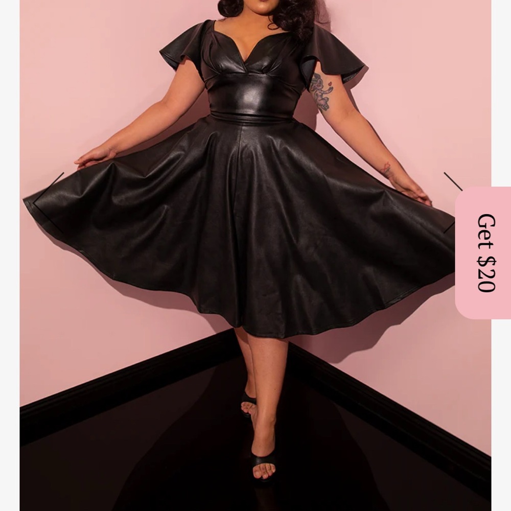 Vixen by Micheline Pitt Black Vegan leather circle skirt